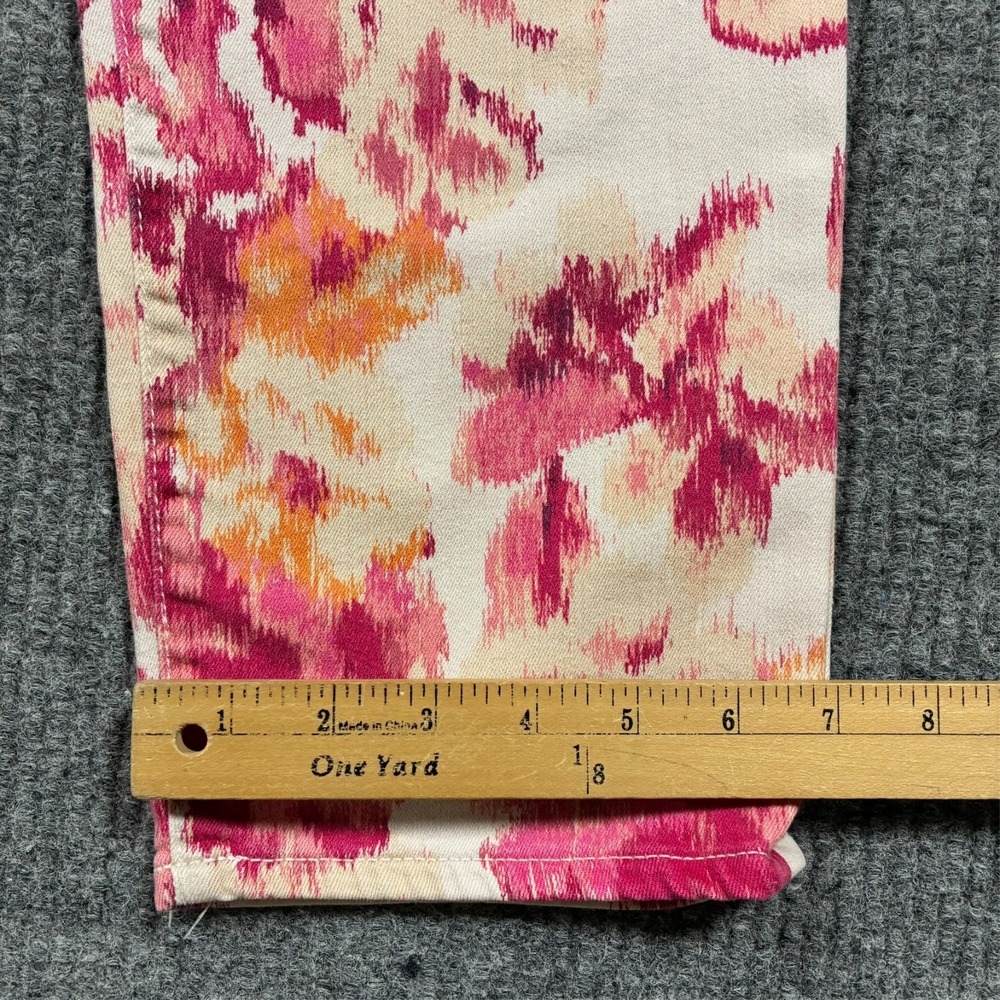 Chico's So Slimming Girlfriend Jeans Women Size 14R Pink Floral Slim Leg Ankle - Picture 8 of 9